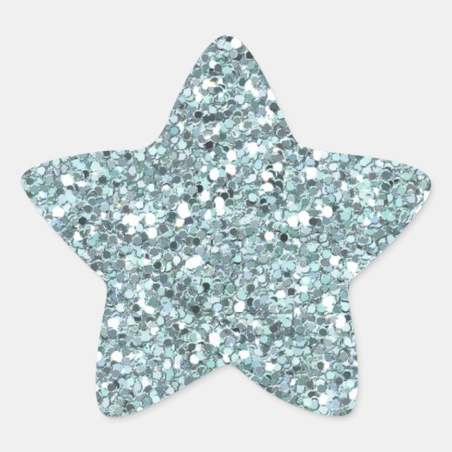 Blue Glitter Sticker Stjärnformat Klistermärke (Framsida)