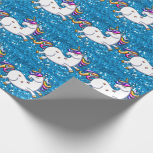 Blue Glitter Unicorns Presentpapper