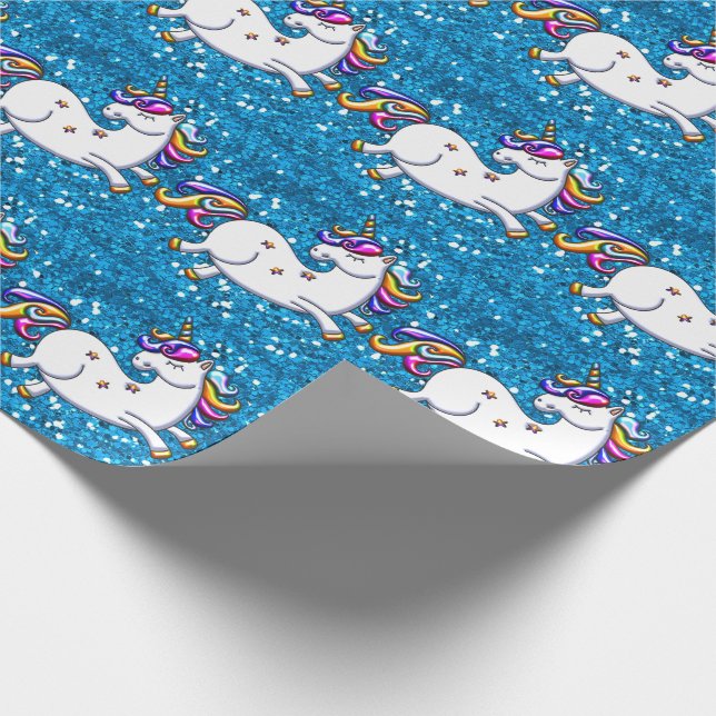 Blue Glitter Unicorns Presentpapper (Hörn)