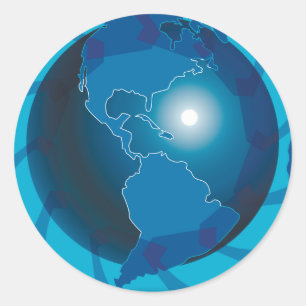 Blue Globe Stickers Runt Klistermärke