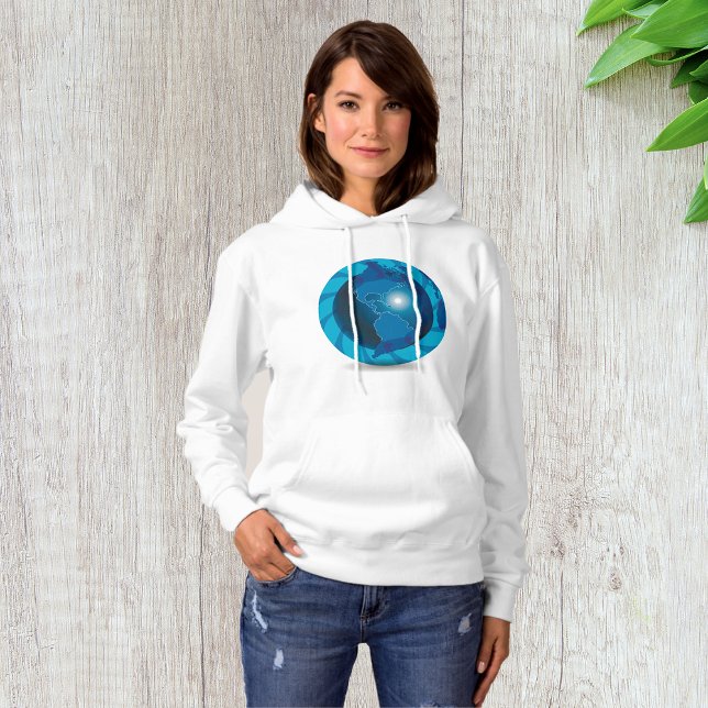 Blue Globe Womens Hoodie T Shirt (Skapare uppladdad)