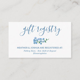 Blue Glöm mig Not Calligraphy Gift Registry Tilläggskort