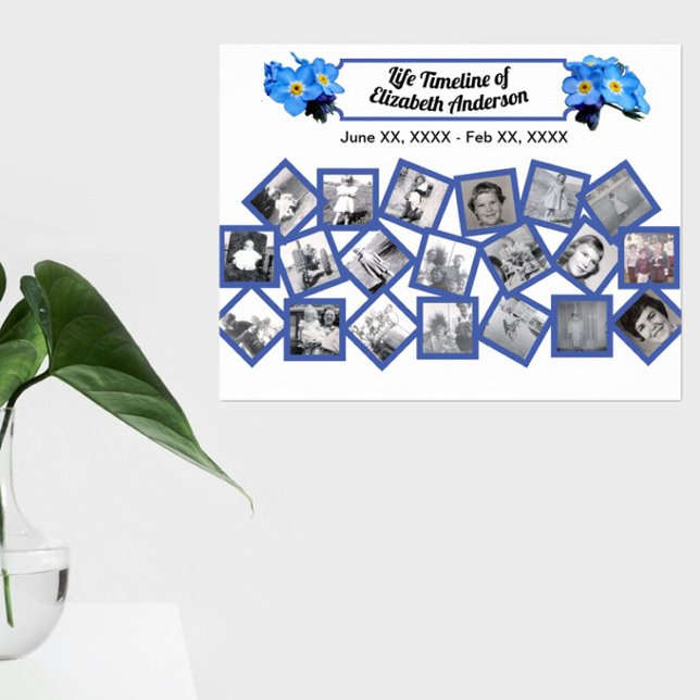 Blue Glöm mig Nots Timeline Photo Collage Poster (Skapare uppladdad)