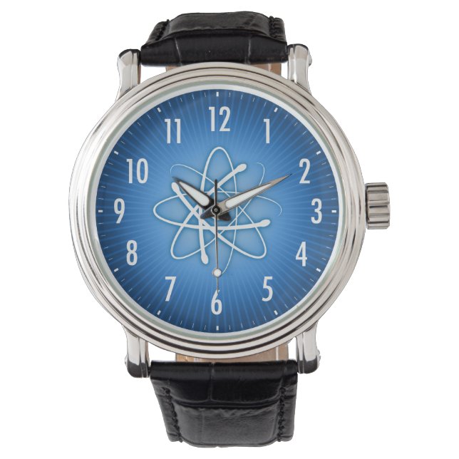Blue Glowing Atom | Geek Watch Armbandsur (Framsida)