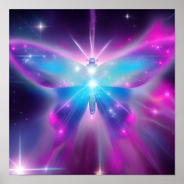 Blue Glowing Butterfly Poster (Framsidan)