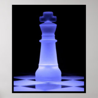 Blue Glowing Kung Chess Biet Poster