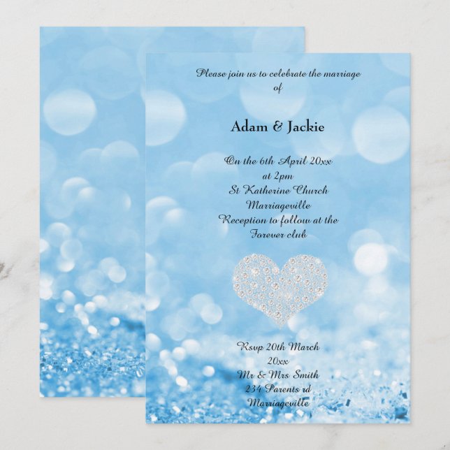 BLUE GNISTRA BOKEH BUBBLE UTSKRIFTSINBJUDANDE INBJUDNINGAR (Fram/baksida)