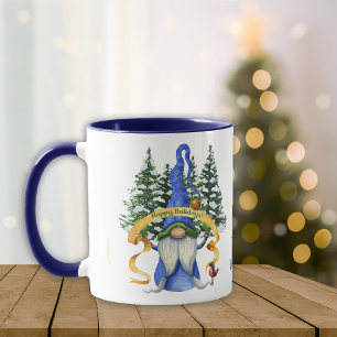 Blue Gnome Helgdag Önskemål Personlig Mugg