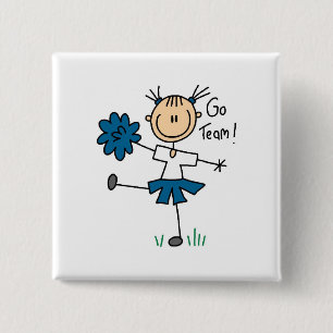 Blue Go Team Cheerlead Tshirts och Gifts Knapp