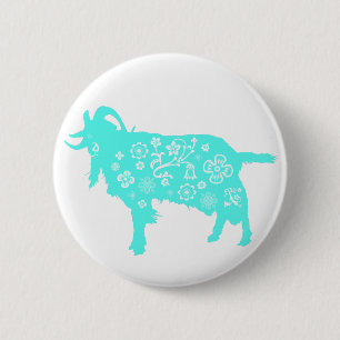 Blue Goat Vietnamese Chinese Year Zodiac Button Knapp