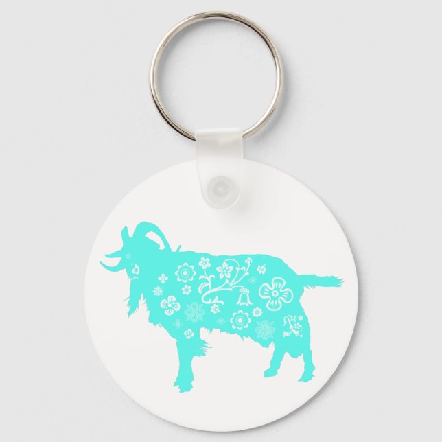 Blue Goat vietnamesisk zodiac Keychain (Zodiac Key Nyckelring (Framsida)