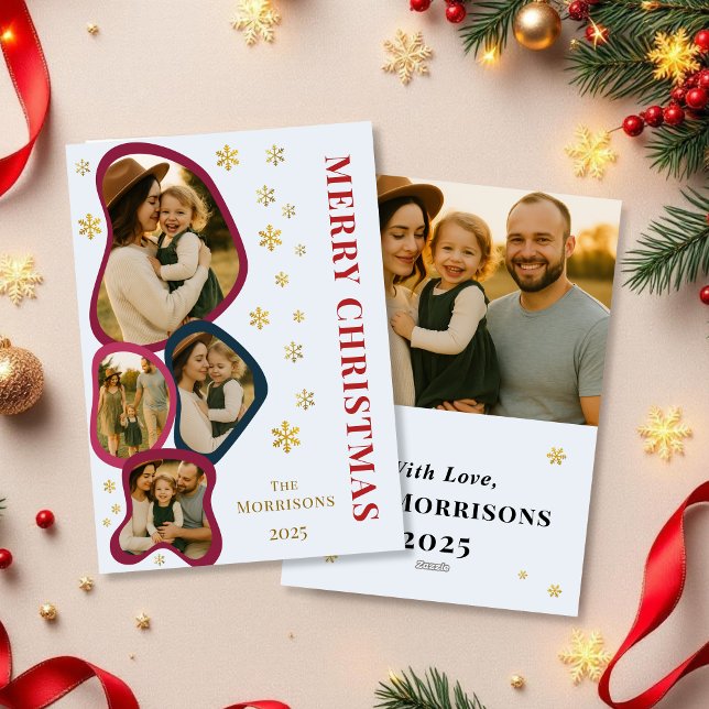 Blue God jul Photo Modern Organic Ram Julkort (Skapare uppladdad)