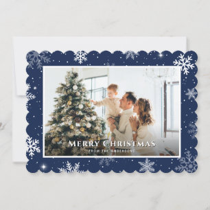 Blue God jul Snowflake Photo Julkort