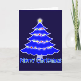 Blue God jul träd Helgkort
