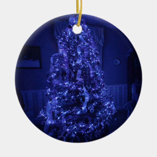 Blue God jul Träd Ljus Julgransprydnad Keramik (Framsidan)