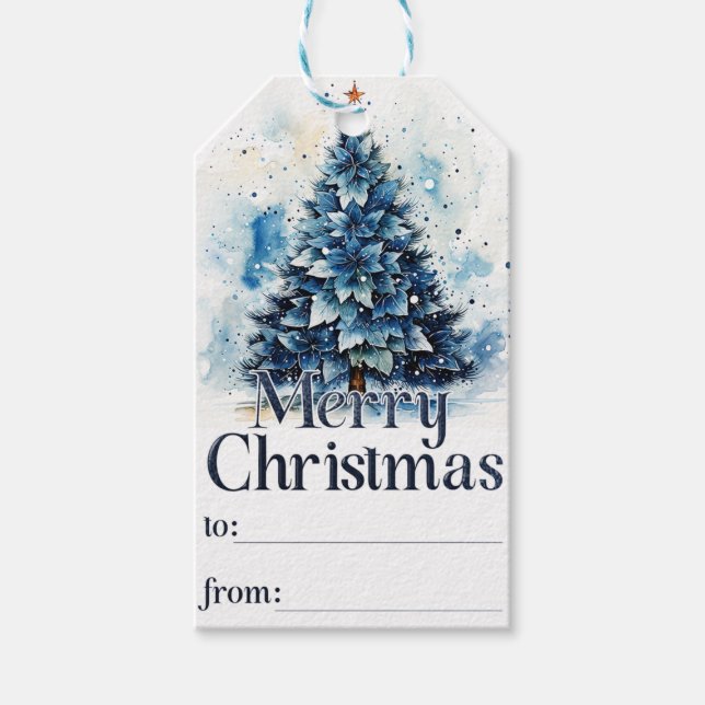Blue God jul Träd Presentetikett (Framsidan)