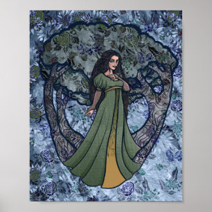 Blue Goddess Skogen Pagan Art Nature Goddesses Poster