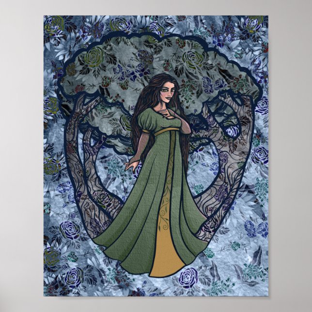 Blue Goddess Skogen Pagan Art Nature Goddesses Poster (Framsidan)