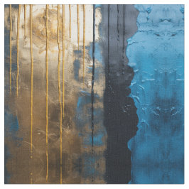 Blue Gold Abstract Seamless Pattern Fabric Tyg