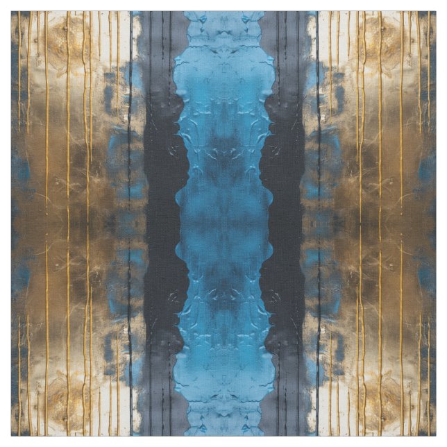 Blue Gold Abstract Seamless Pattern Fabric Tyg (Provkarta)
