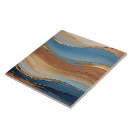 Blue gold and bronze brush strokes kakelplatta