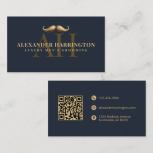 Blue Gold Barber Shop Mustasch Herrgrooming Visitkort