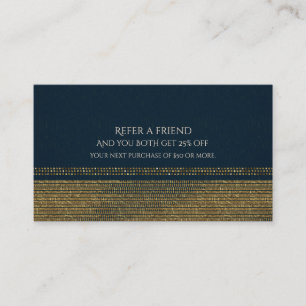 Blue & Gold Chic Sparkling Glam Referera en vän Rabattkort