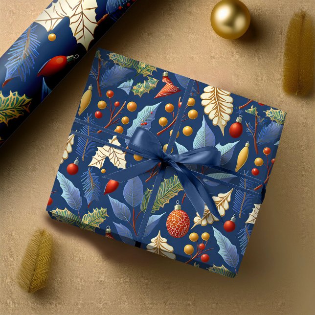Blue Gold Christmas Mönster#18 ID1009 Presentpapper (Skapare uppladdad)
