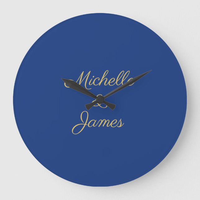 Blue & Gold Colors Professional Trendy Modern Stor Klocka (Framsida)