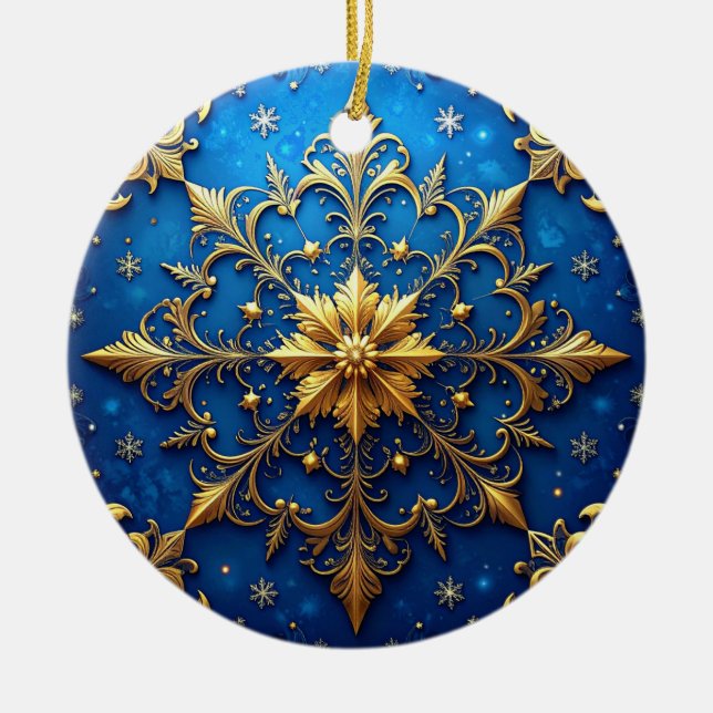 Blue Gold Decorative Holiday Ornament (Framsidan)