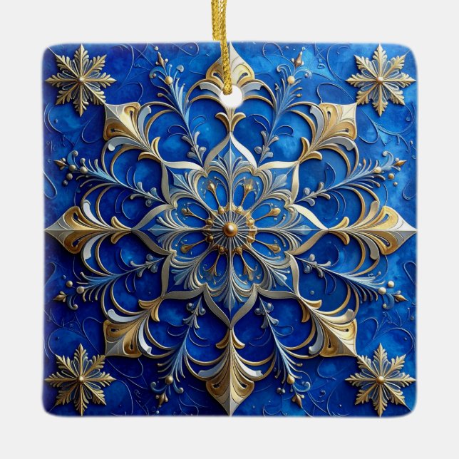 Blue Gold Decorative Holiday Ornament (Framsida)