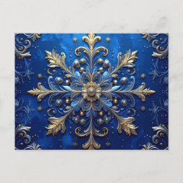 Blue Gold Decorative Holiday Postcard Vykort