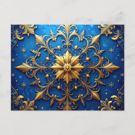 Blue Gold Decorative Holiday Postcard Vykort