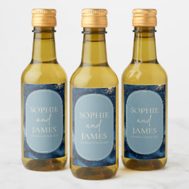 Blue Gold Elegant Celestial Starry Sky Wedding Vinetikett