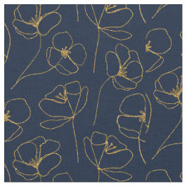 Blue Gold Elegant Fabric Crafting Pattern Tyg