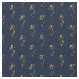 Blue Gold Elegant Fabric Crafting Pattern Tyg