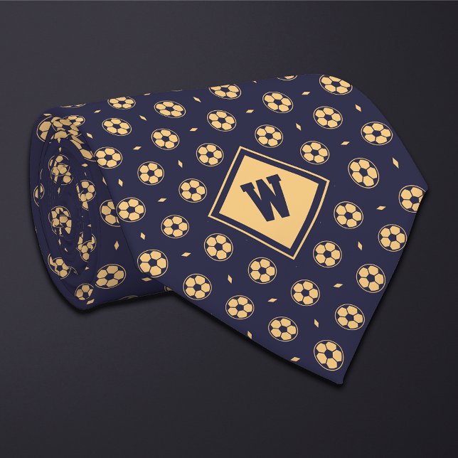 Blue Gold Futbol (Soccer) Ball Icon Necktie Slips (Skapare uppladdad)