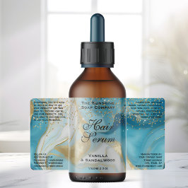 Blue Gold Glitter Cosmetics Dropper Bottle Label Fraktsedel