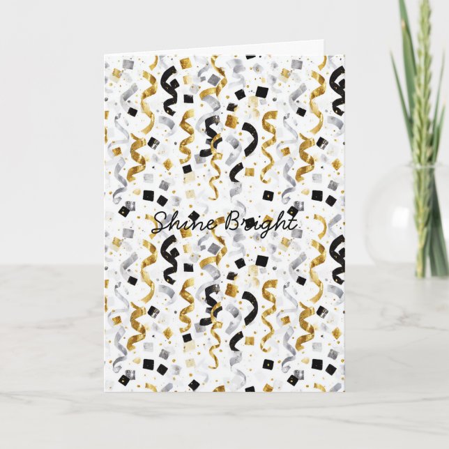 Blue Gold Grey Stripes Christmas Celebration  Kort (Framsida)