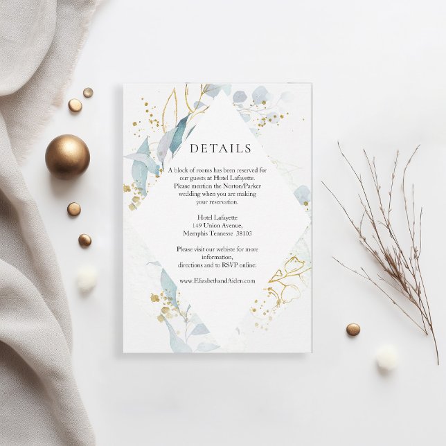 Blue Gold( Imitate ) White Wedding Collection OSA Kort (Skapare uppladdad)