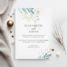 Blue Gold (Imitera) White Wedding Collection Inbjudningar