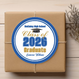 Blue Gold Klass 2026 Examenfest Runt Klistermärke