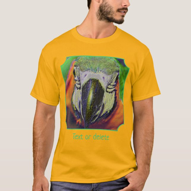 Blue Gold Macaw Face Parrot Art Personalized T Shirt (Framsida)