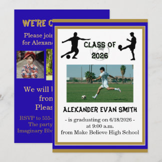 Blue & Gold Senior Class Fotbollsexamen Inbjudningar