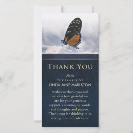 Blue Golden Butterfly Sympathy Tack you Card