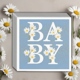 Blue Golden Daisy Glitter Glow Baby Shower Pappersservett