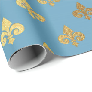 Blue Golden Royal Fior De Lise Ornament Heraldic Presentpapper