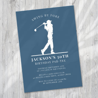 Blue Golf Birthday Par Inbjudningar