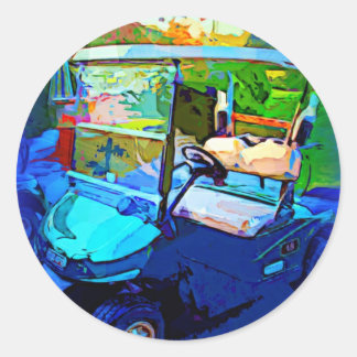 Blue Golf Cart Runt Klistermärke