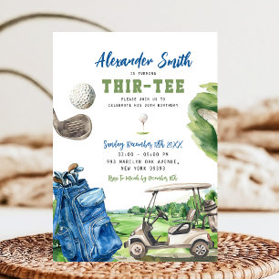 Blue Golf Thir-Tee Birthday-inbjudan Inbjudningar